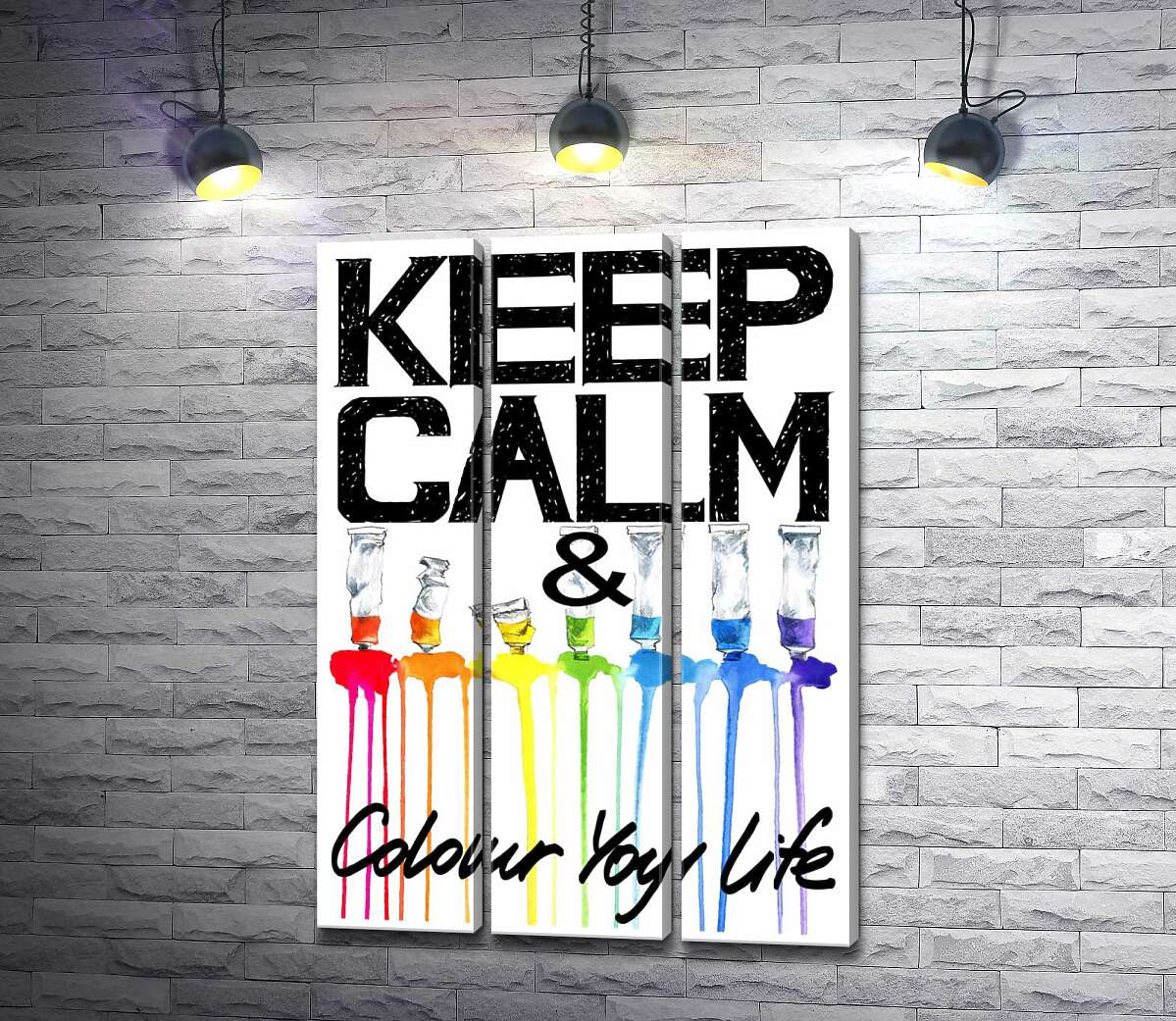 

Модульная картина ArtPoster Краска вытекает из ярких тюбиков на надписи "keep calm and colour your life" 60x88 см Модуль №11