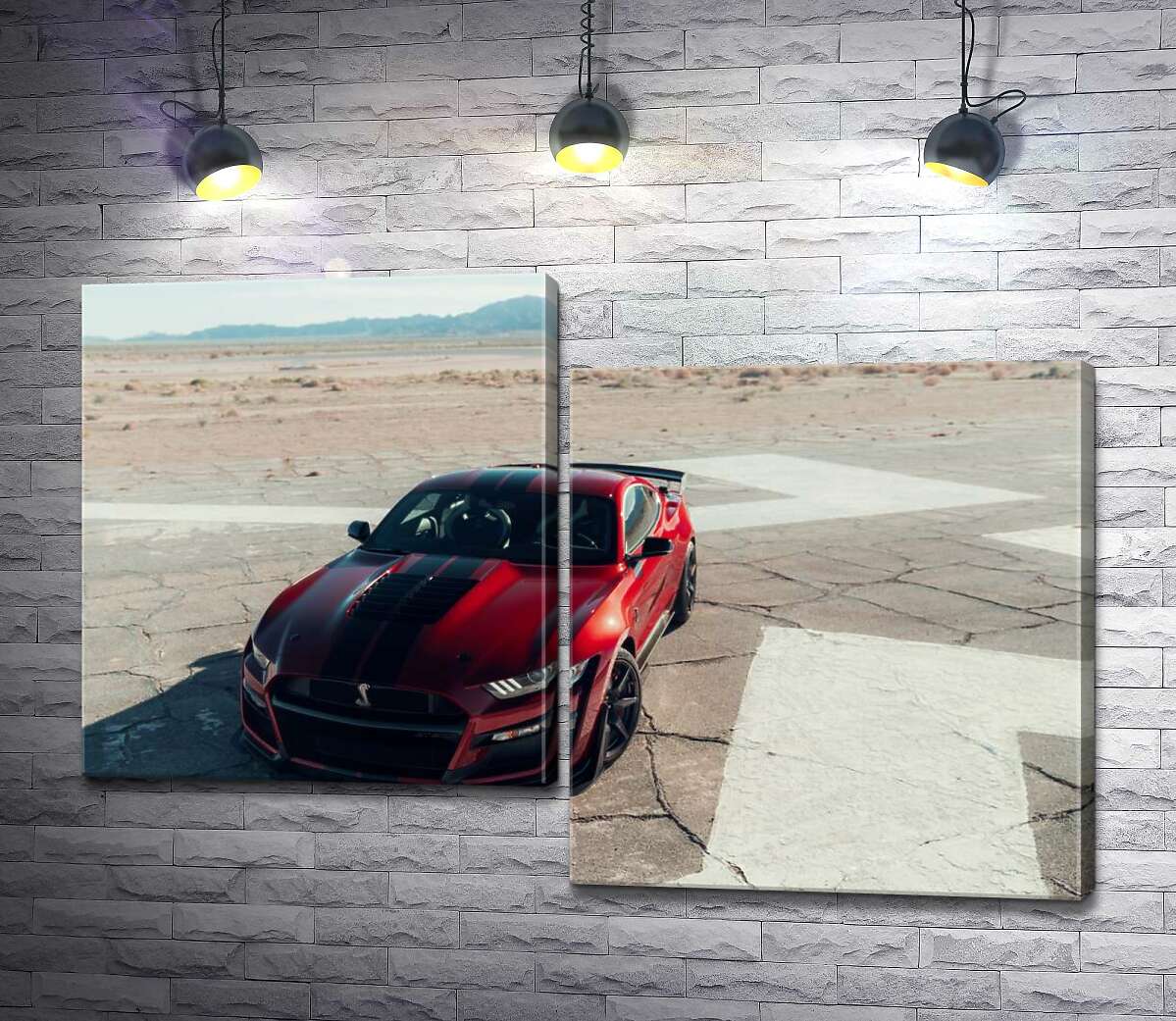 

Модульная картина ArtPoster Красный Ford Mustang Shelby GT500 на пустынной трассе 130x88 см Модуль №5