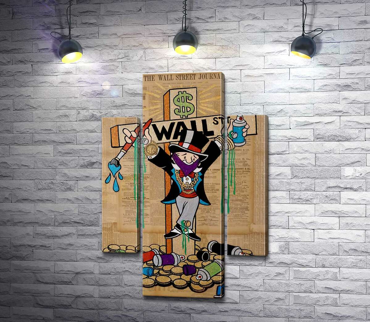 

Модульная картина ArtPoster Мистер Монополи на кресте Уолл-стрит (Wall Street) 131x199 см Модуль №7