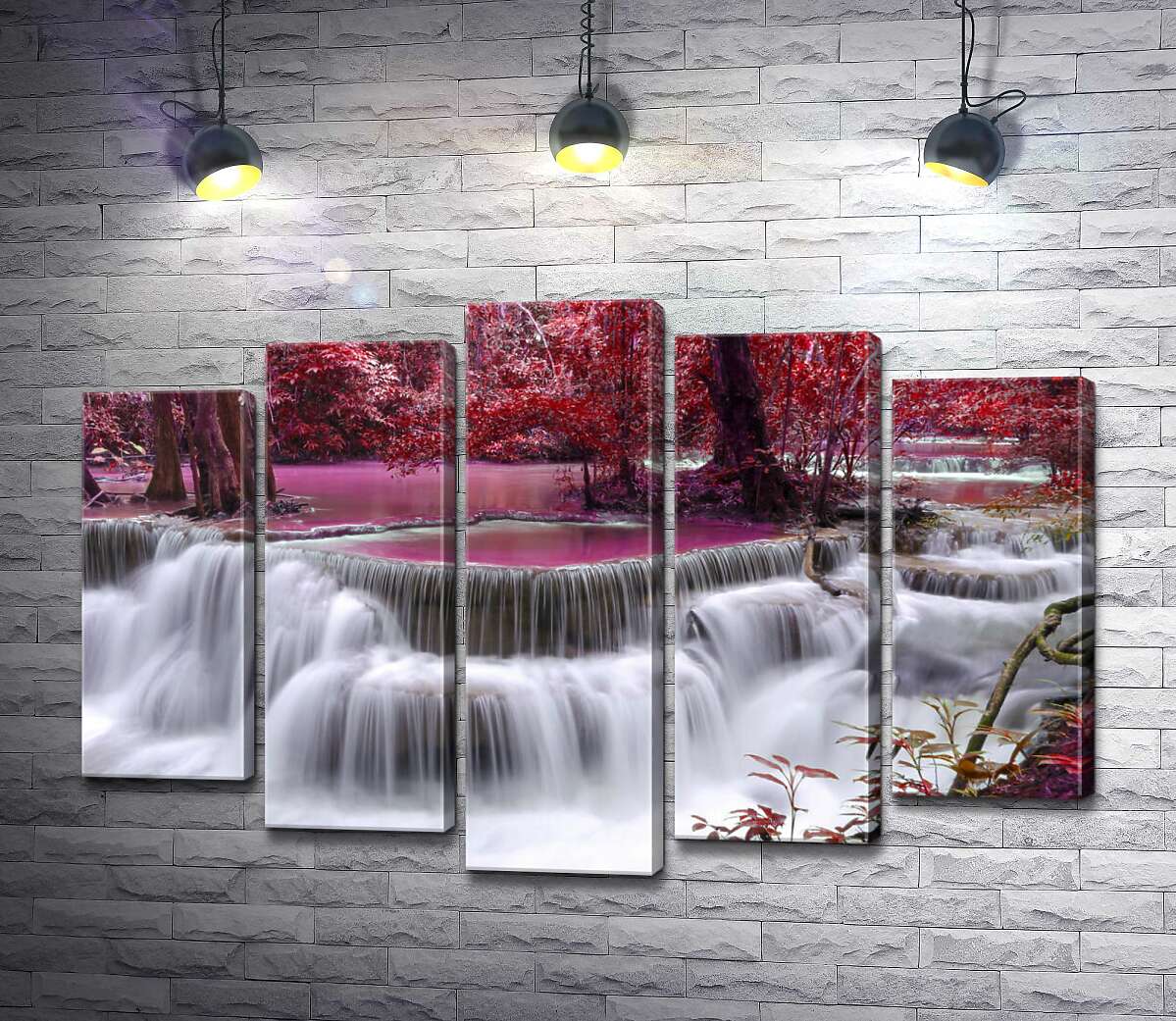 

Модульная картина ArtPoster Красные оттенки осени у водопада Эраван (Erawan falls) 100x69 см Модуль №26