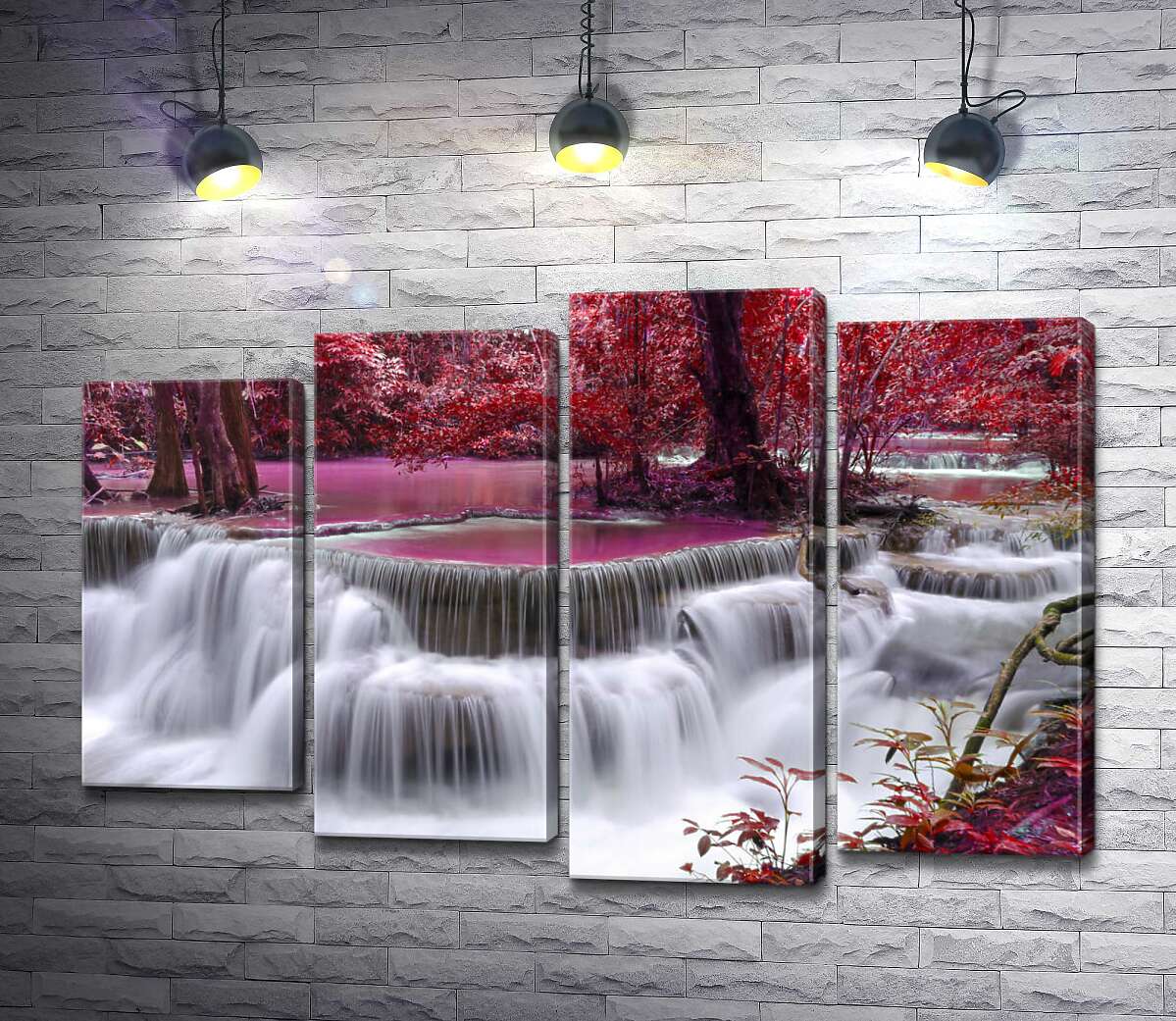 

Модульная картина ArtPoster Красные оттенки осени у водопада Эраван (Erawan falls) 80x54 см Модуль №21