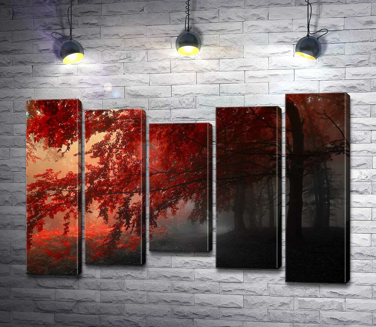

Модульная картина ArtPoster Красные кроны деревьев в тени осеннего леса 100x68 см Модуль №28