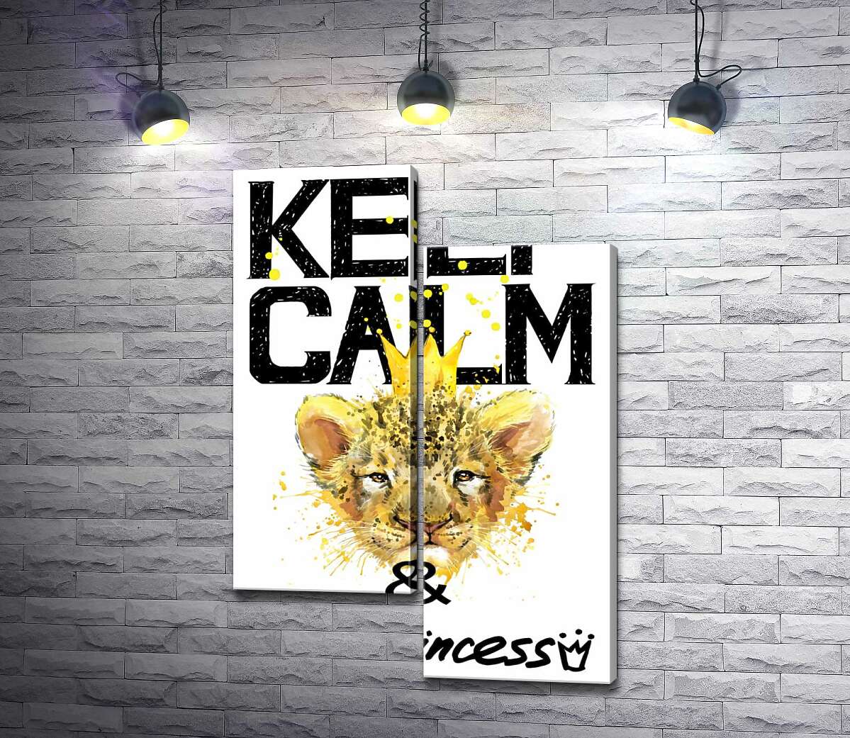 

Модульная картина ArtPoster Львенок в короне среди надписи "keep calm and be princess" 100x147 см Модуль №5