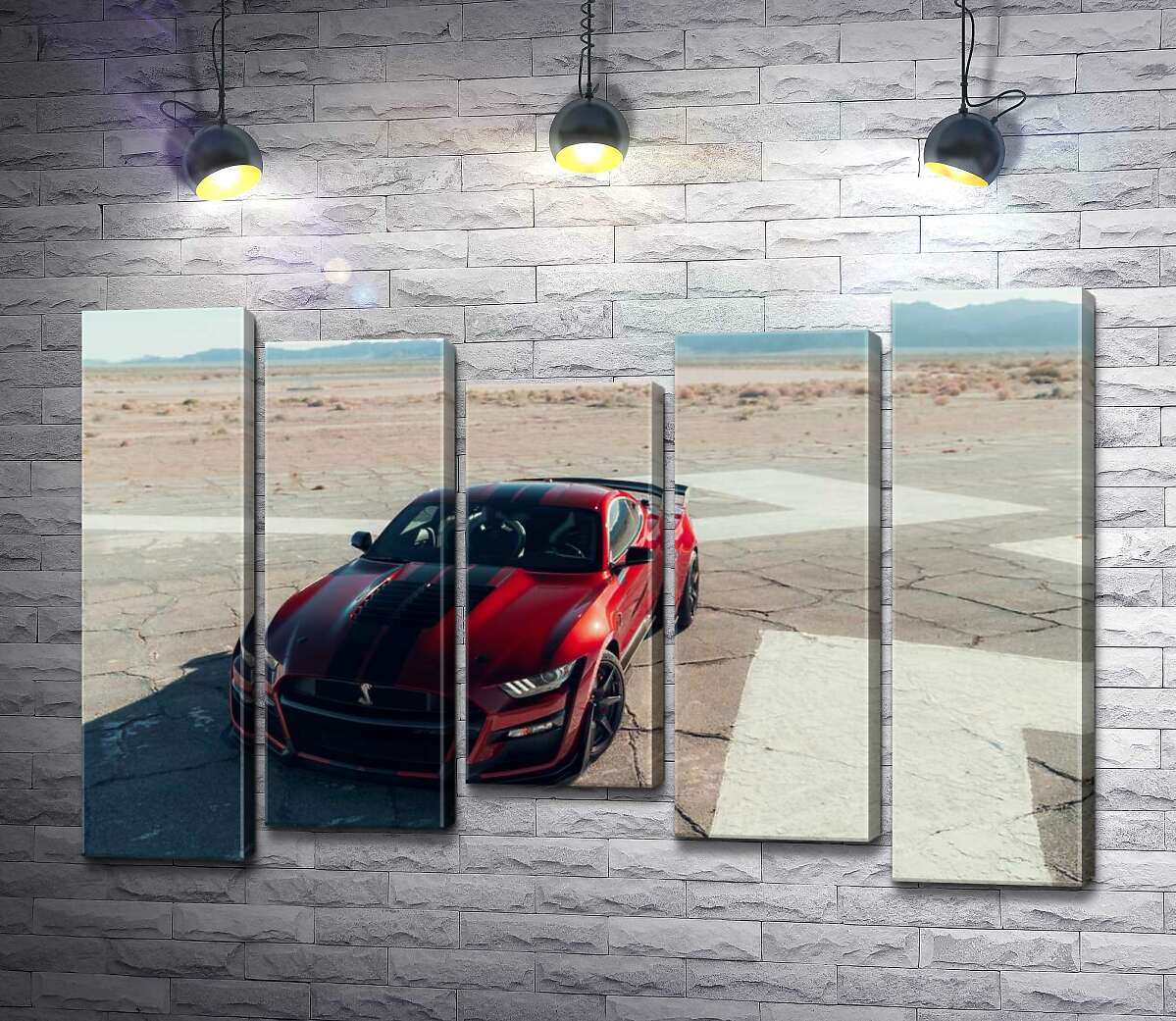 

Модульная картина ArtPoster Красный Ford Mustang Shelby GT500 на пустынной трассе 130x88 см Модуль №28