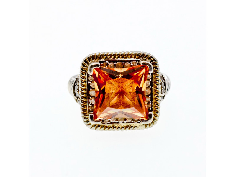 

Серебряное кольцо с камнями гессонит и берилл Натуральный Sky Jewelry 003692