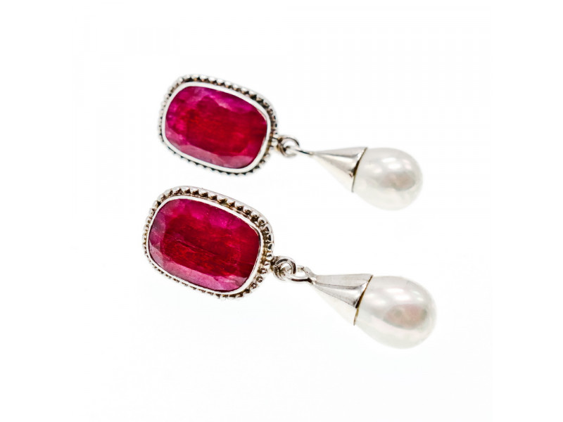 

Серебряные серьги с рубином и жемчугом Винтаж Натуральный Sky Jewelry 003634