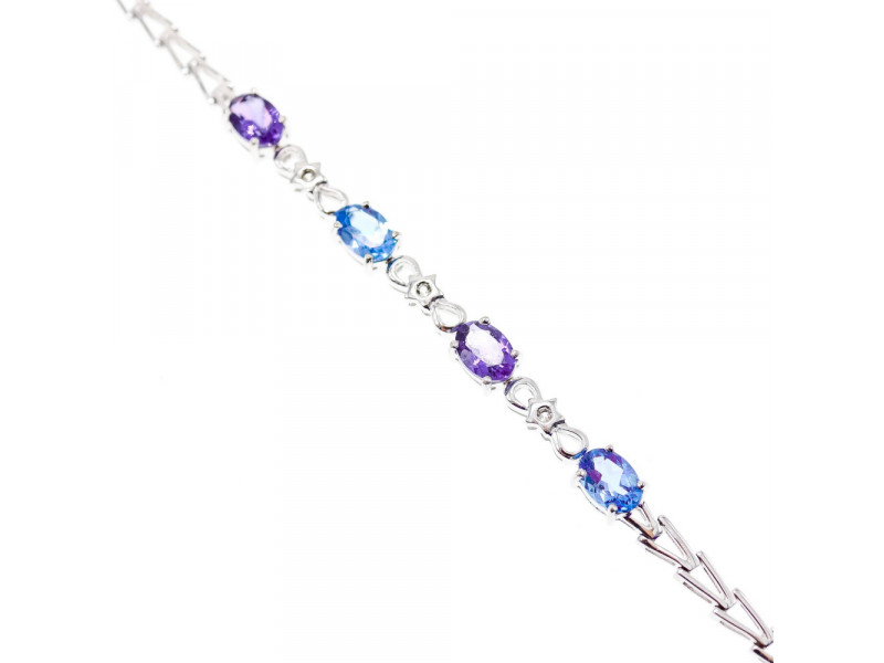 

Серебряный браслет с аметистом топазом и бриллиантом Натуральный Sky Jewelry 003742
