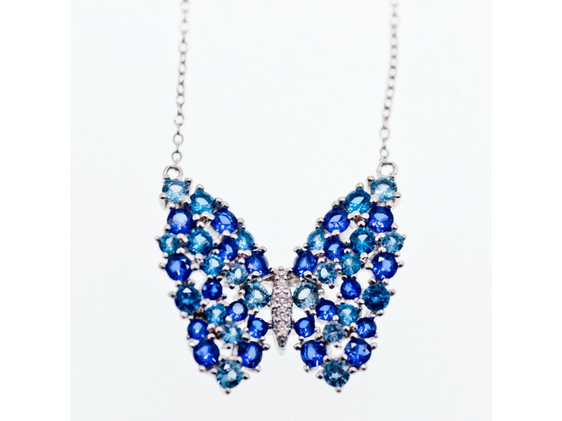 

Серебряное ожерелье с аквамарином и турмалином Бабочка Sky Jewelry 003739