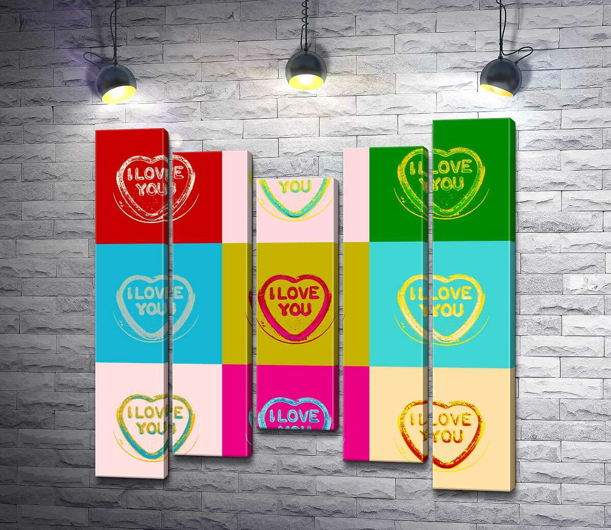 

Модульная картина ArtPoster Надпись "I love you" в ярком стиле поп-арт 130x132 см Модуль №28