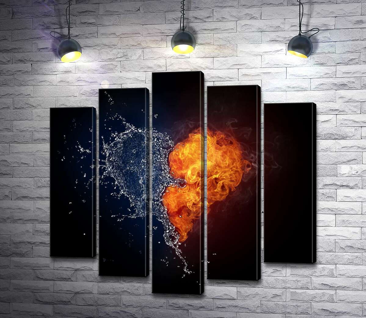 

Модульная картина ArtPoster Непобедимая любовь: сердце из огня и воды 100x98 см Модуль №26
