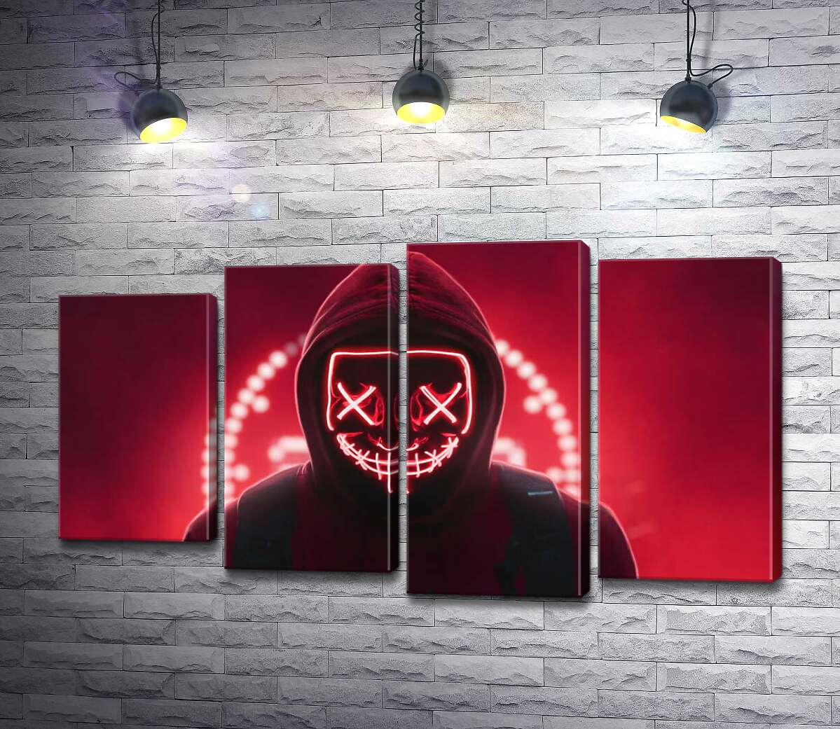 

Модульная картина ArtPoster Опасность в красном свете маски "Судная ночь" 80x47 см Модуль №21