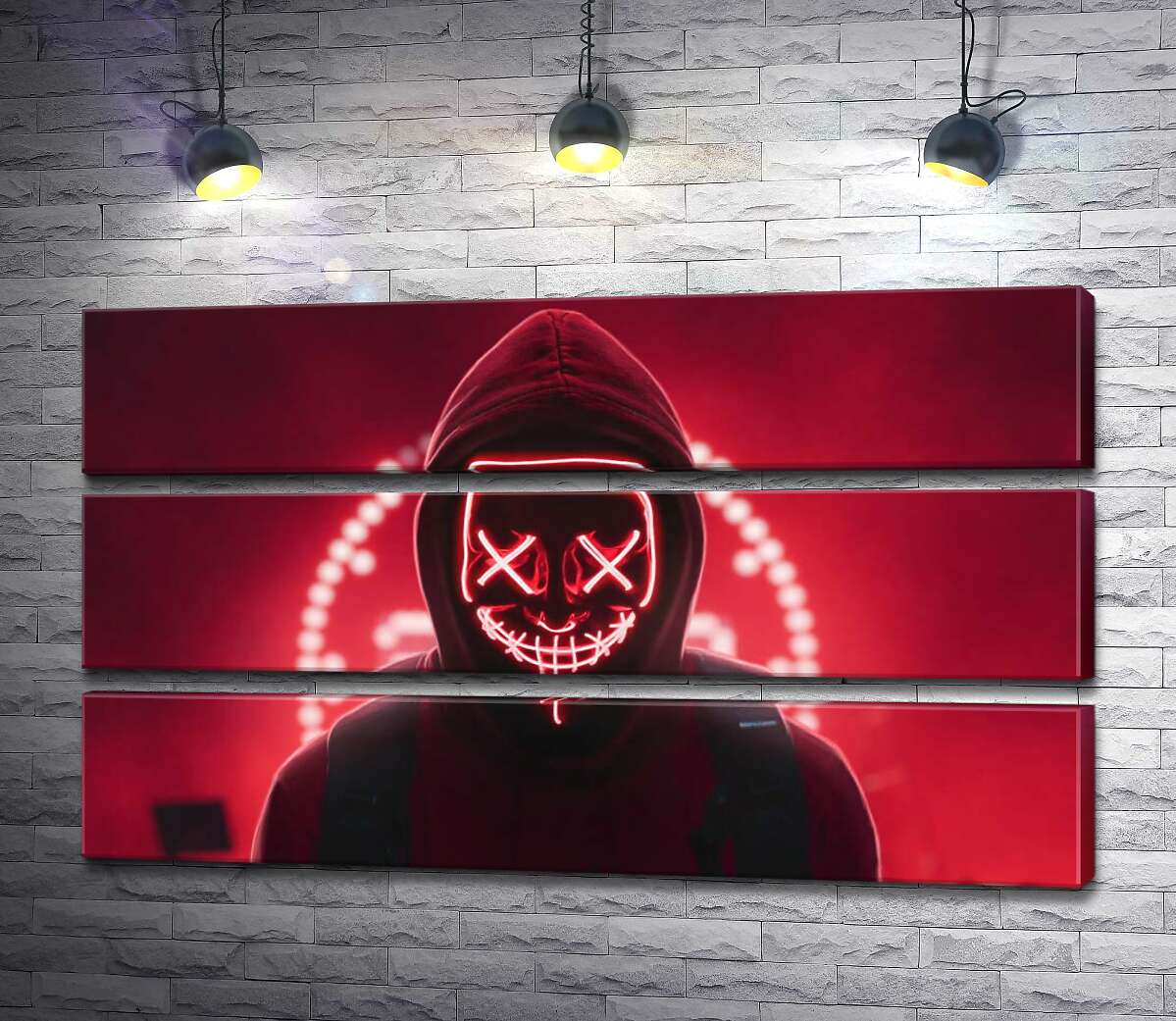 

Модульная картина ArtPoster Опасность в красном свете маски "Судная ночь" 130x75 см Модуль №13