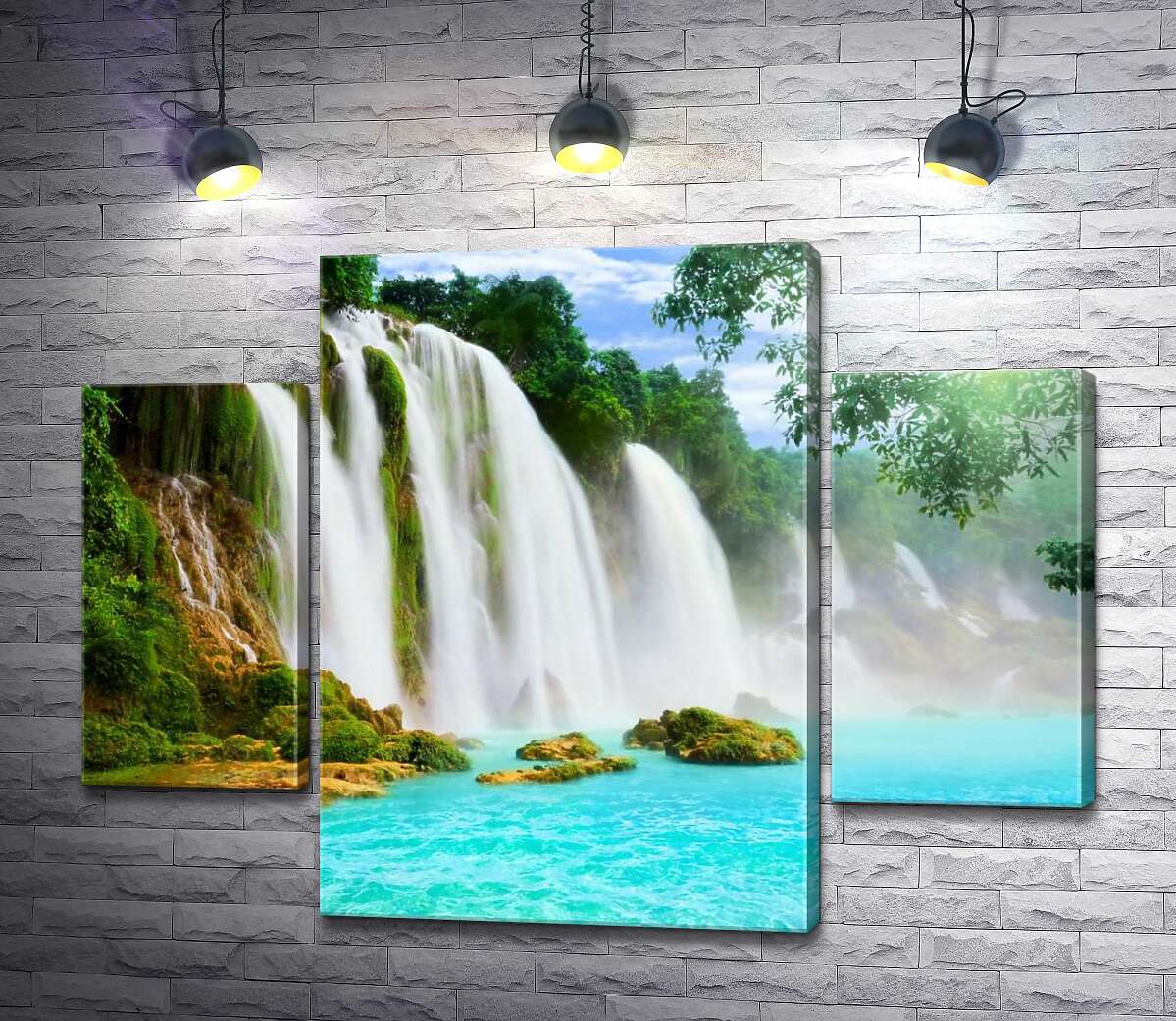 

Модульная картина ArtPoster Небесно-голубые воды поглощают силу бурных водопадов 80x60 см Модуль №7