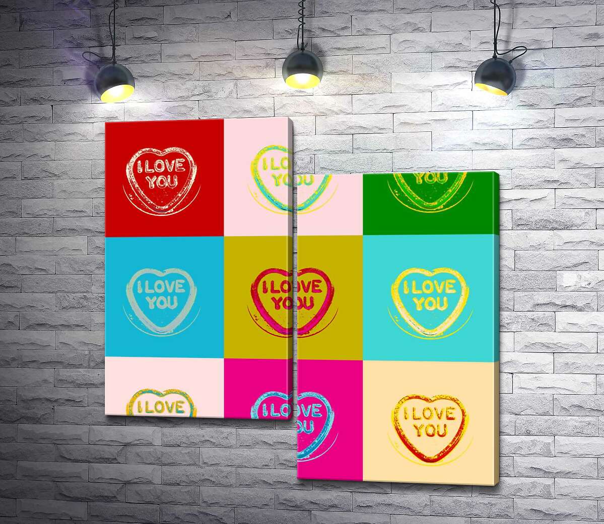 

Модульная картина ArtPoster Надпись "I love you" в ярком стиле поп-арт 130x131 см Модуль №5