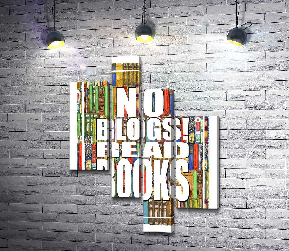 

Модульная картина ArtPoster Надпись "No blogs! Read books" на фоне книг 100x137 см Модуль №20