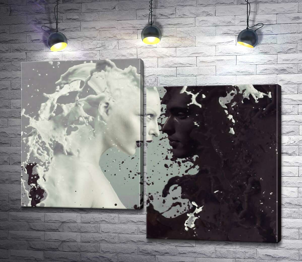 

Модульная картина ArtPoster Объединение влюбленных в черно-белых брызгах 130x100 см Модуль №5