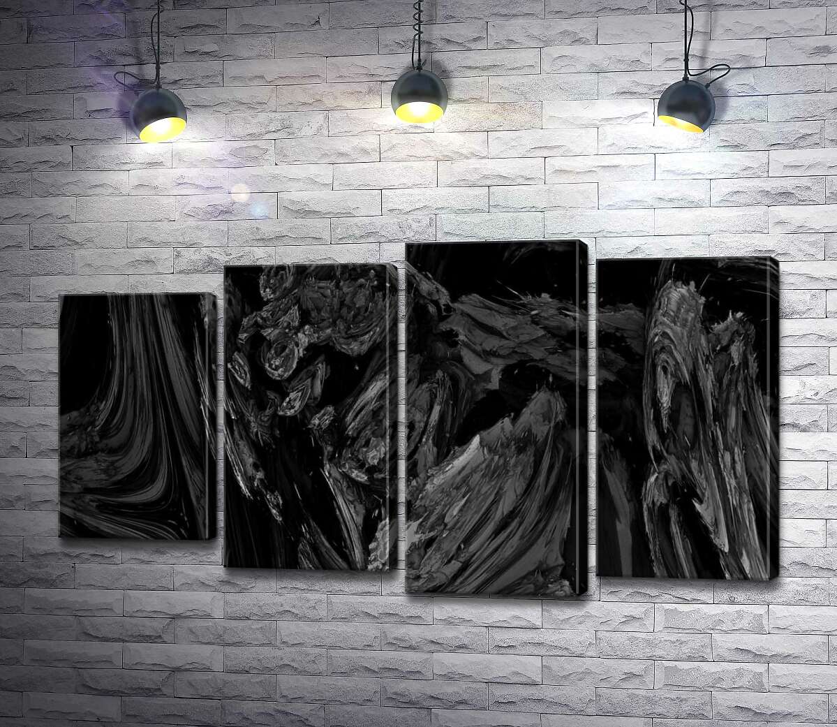 

Модульная картина ArtPoster Мраморный узор черно-белой абстракции 80x47 см Модуль №21