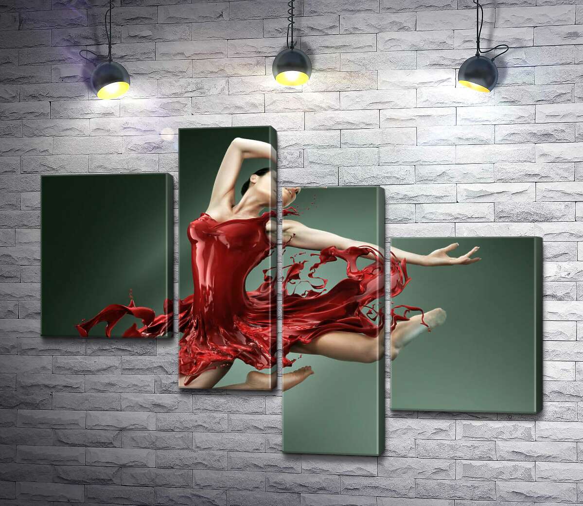 

Модульная картина ArtPoster Нежная балерина грациозно летит в сочно-красном платье 130x99 см Модуль №20