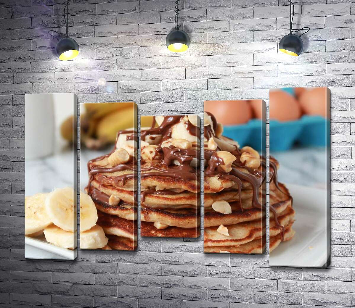 

Модульная картина ArtPoster Нежный вкус панкейков со сладким сочетанием шоколада и бананов 100x69 см Модуль №28