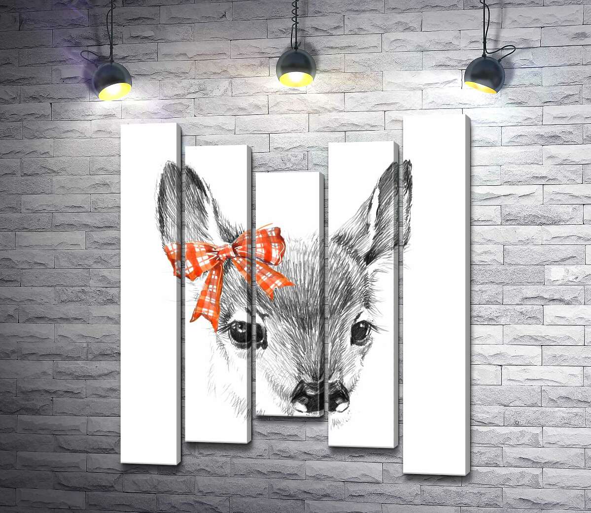 

Модульная картина ArtPoster Олененок с красным бантиком возле уха 130x156 см Модуль №28