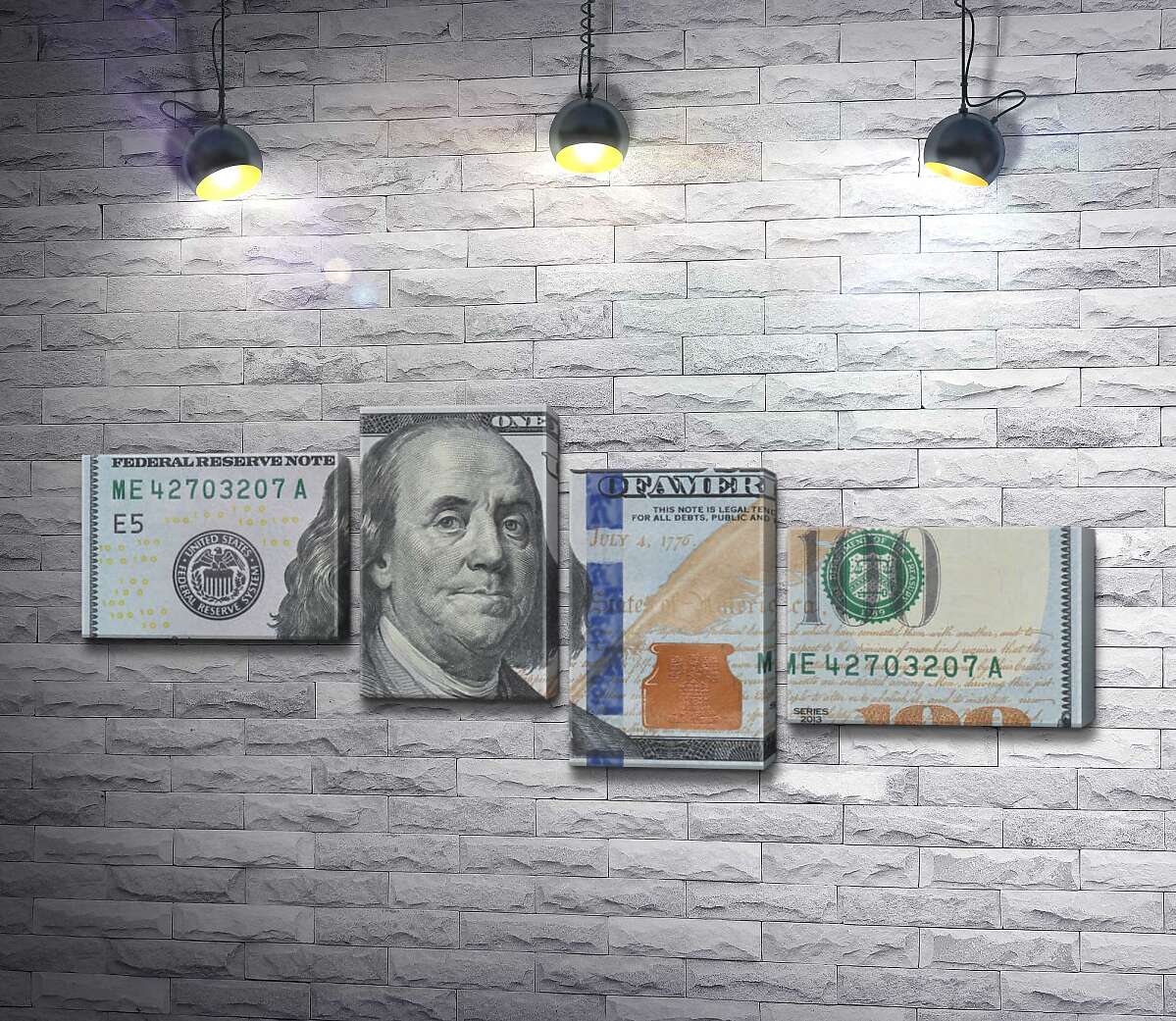 

Модульная картина ArtPoster Новая купюра 100 долларов 100x43 см Модуль №20