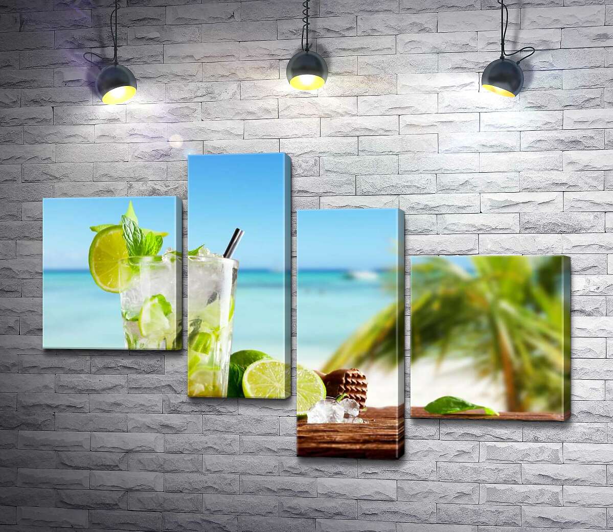 

Модульная картина ArtPoster Освежающий мохито на фоне тропического побережья 100x69 см Модуль №20