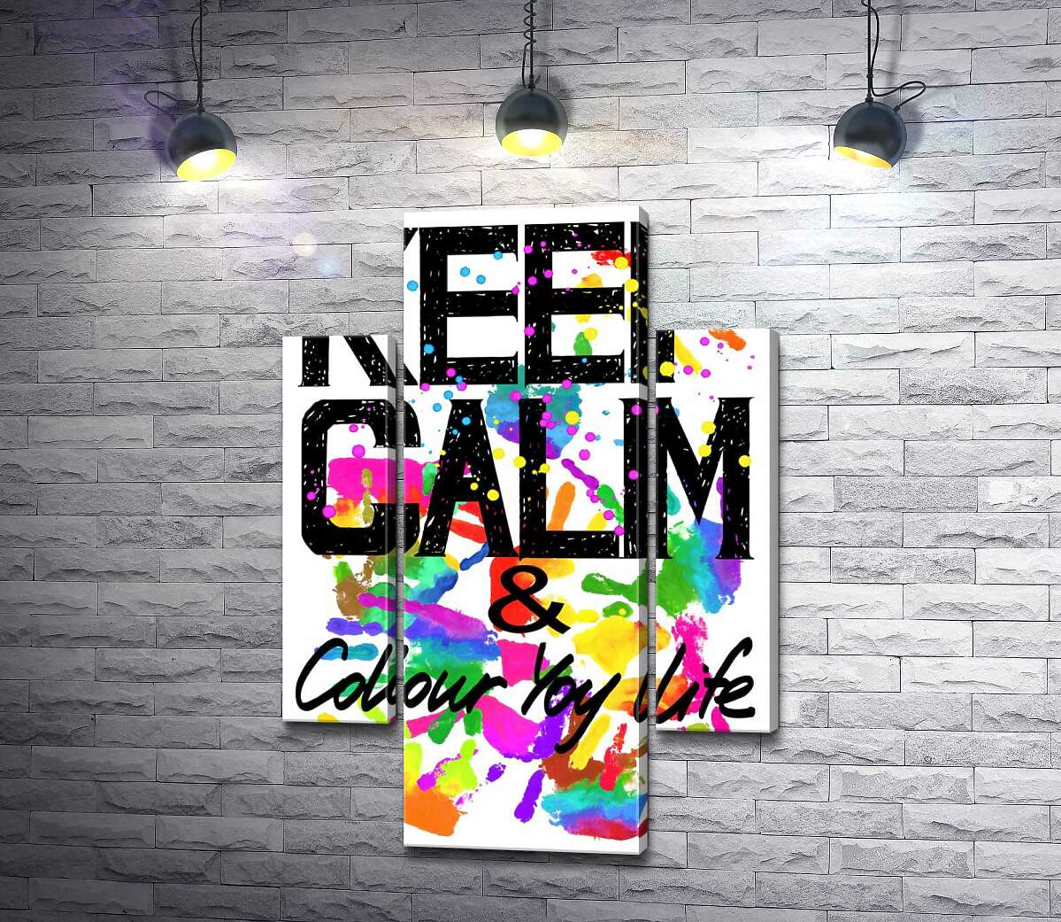 

Модульная картина ArtPoster Надпись "keep calm and colour your life" на фоне отпечатков рук 80x119 см Модуль №7