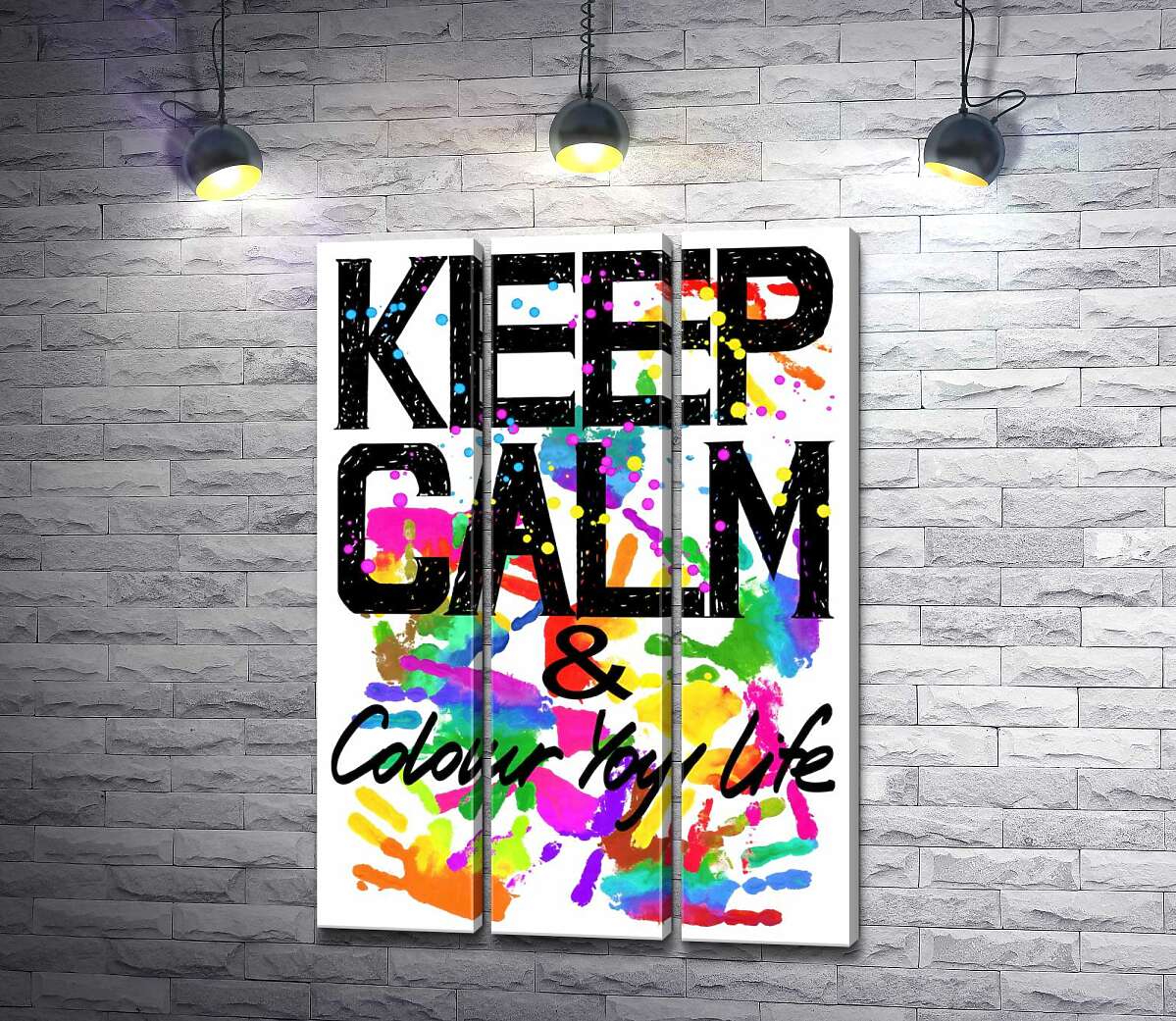 

Модульная картина ArtPoster Надпись "keep calm and colour your life" на фоне отпечатков рук 60x88 см Модуль №11