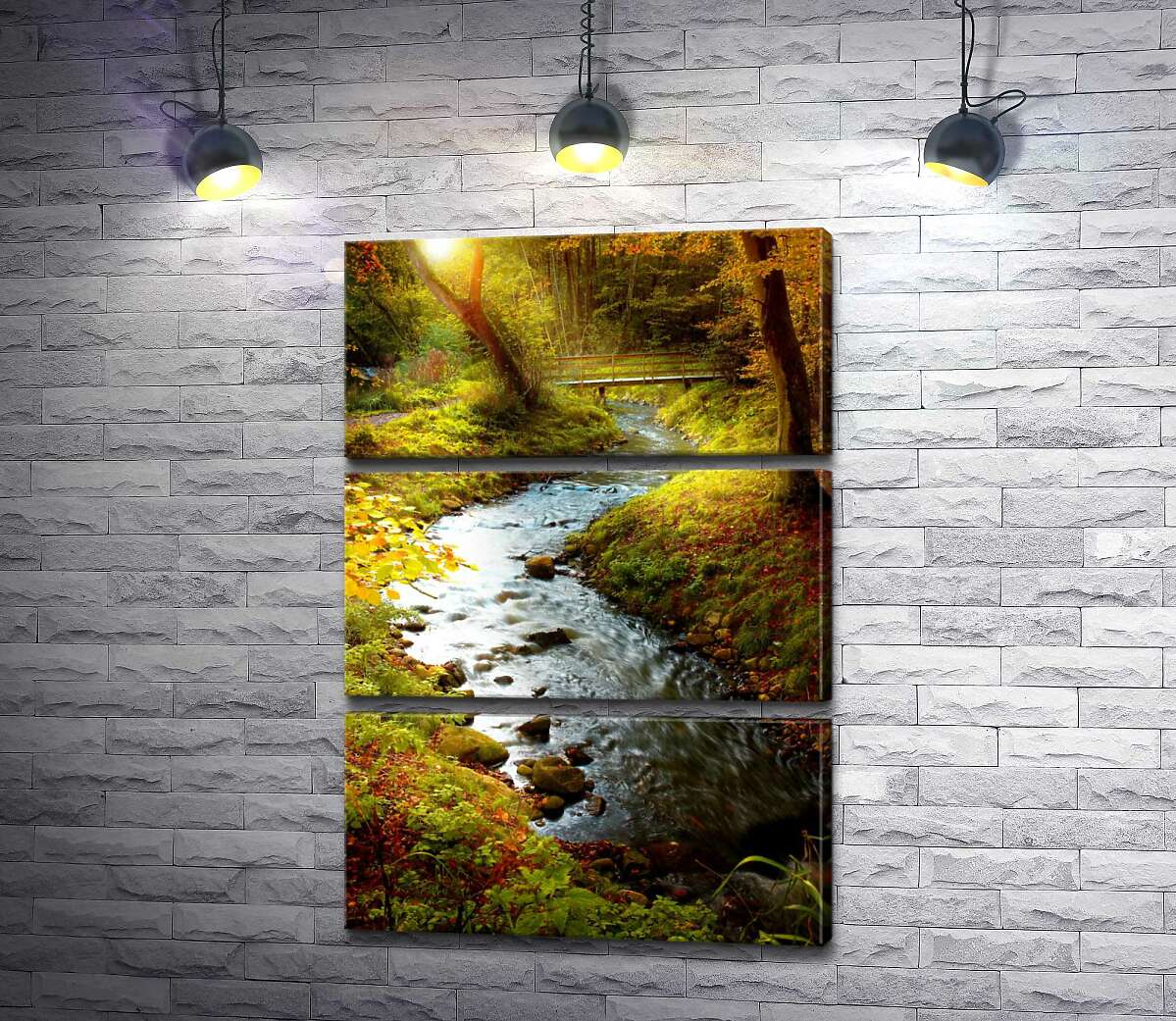 

Модульная картина ArtPoster Мягкие переливы желтой осени на берегах лесного ручья 100x147 см Модуль №13
