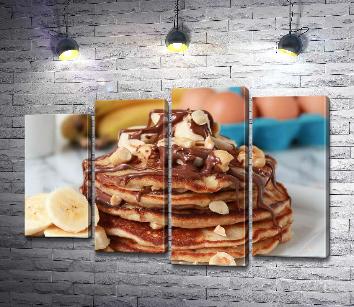 

Модульная картина ArtPoster Нежный вкус панкейков со сладким сочетанием шоколада и бананов 100x69 см Модуль №21