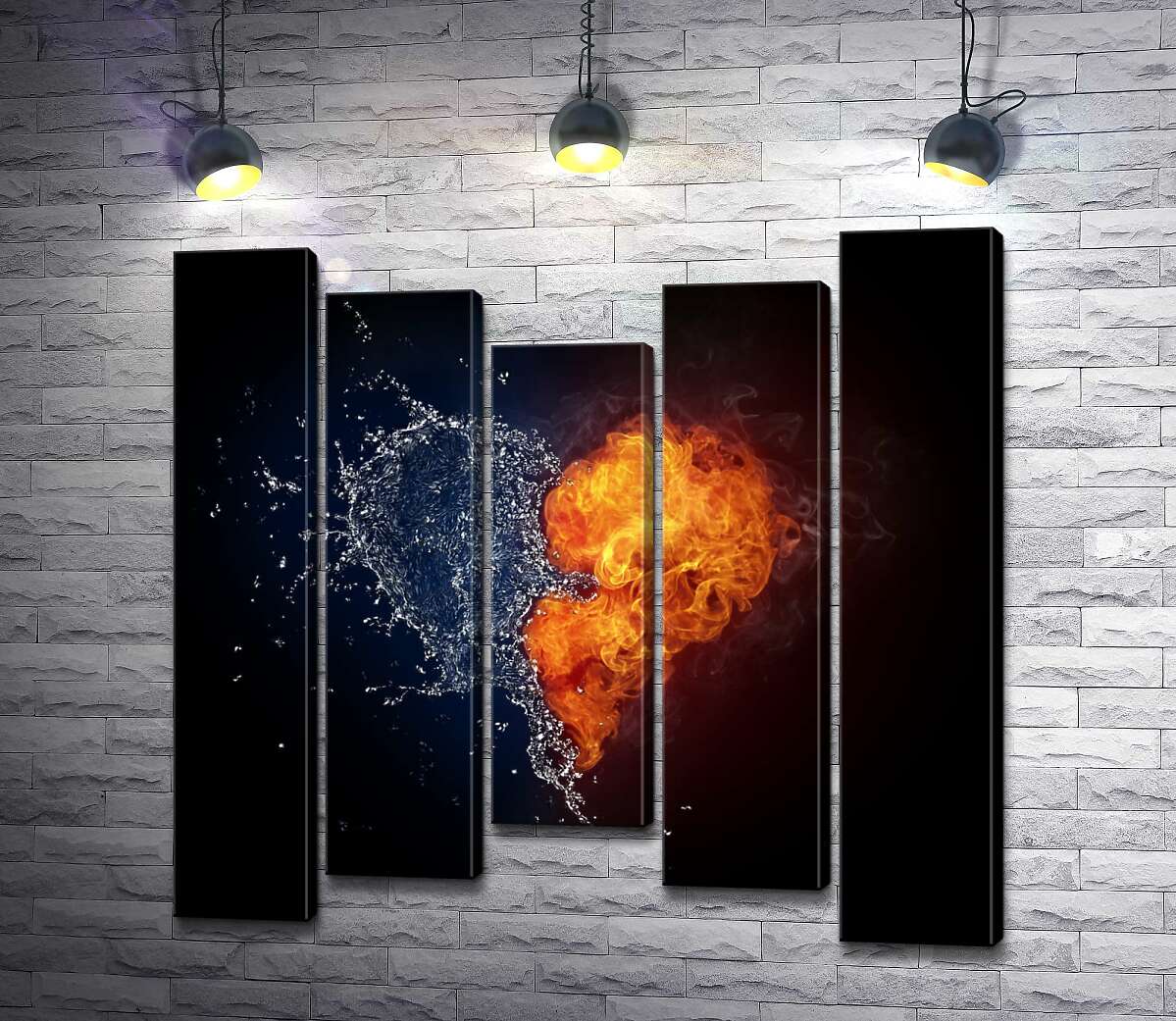 

Модульная картина ArtPoster Непобедимая любовь: сердце из огня и воды 130x128 см Модуль №28