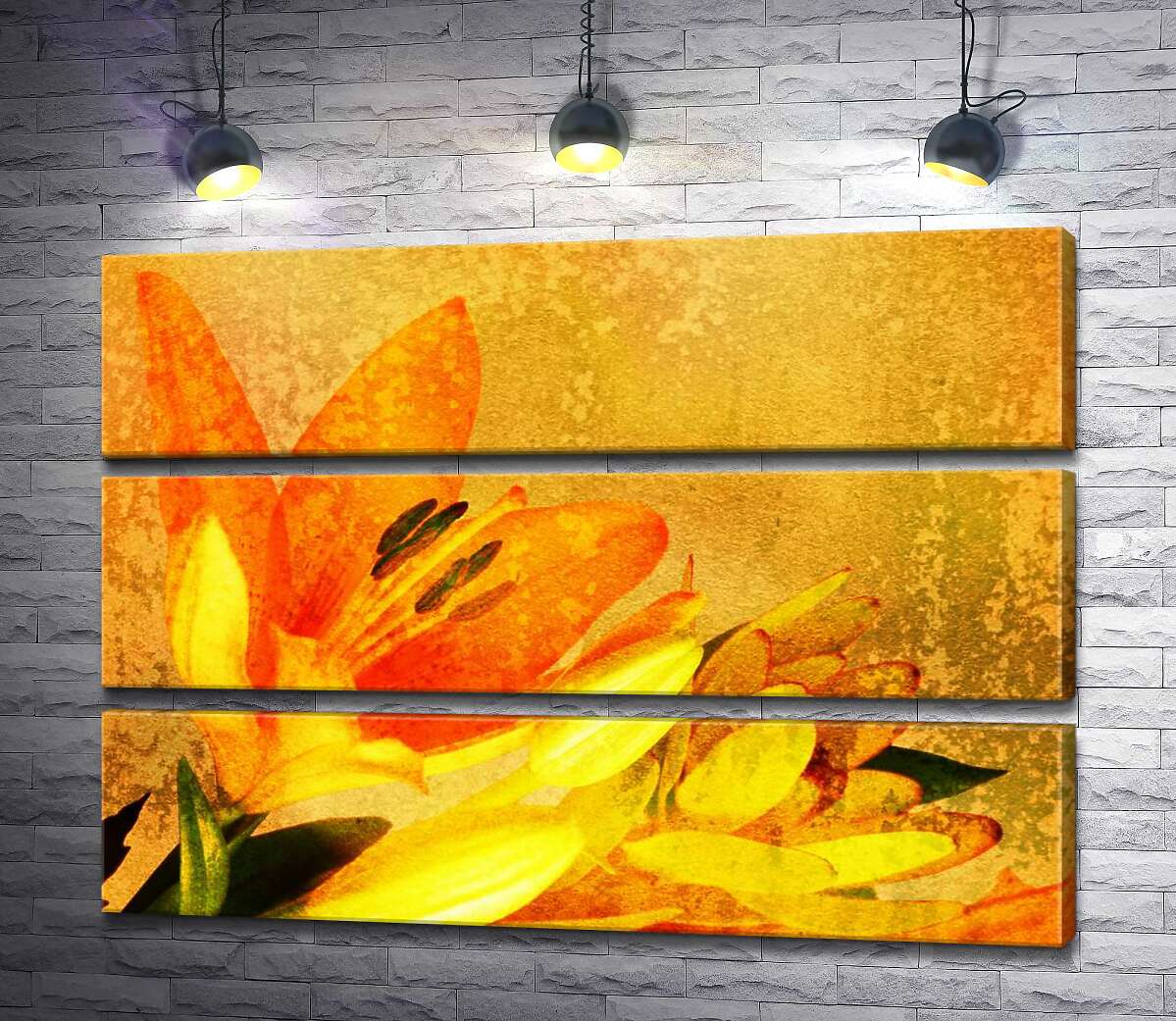 

Модульная картина ArtPoster Оранжево-желтые оттенки на лепестках лилий 85x60 см Модуль №13