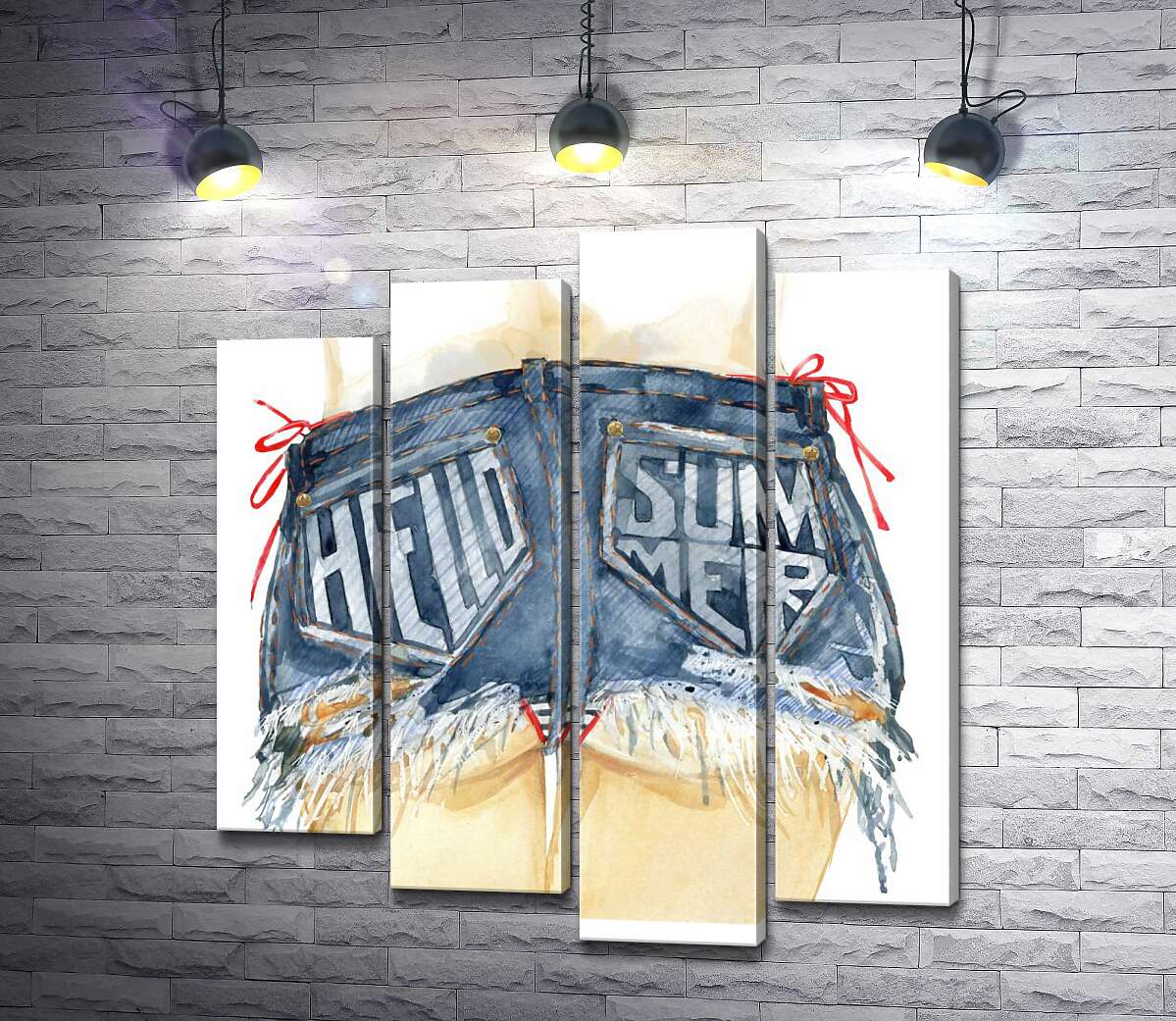 

Модульная картина ArtPoster Надпись "hello summer" на карманах девушки в коротких шортах 132x144 см Модуль №21