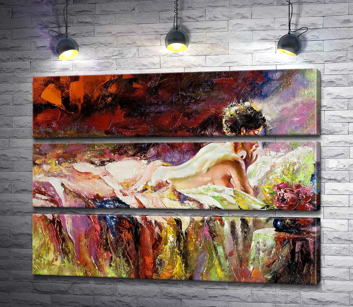 

Модульная картина ArtPoster Обнаженный силуэт женщины, что лежит в постели 130x96 см Модуль №13