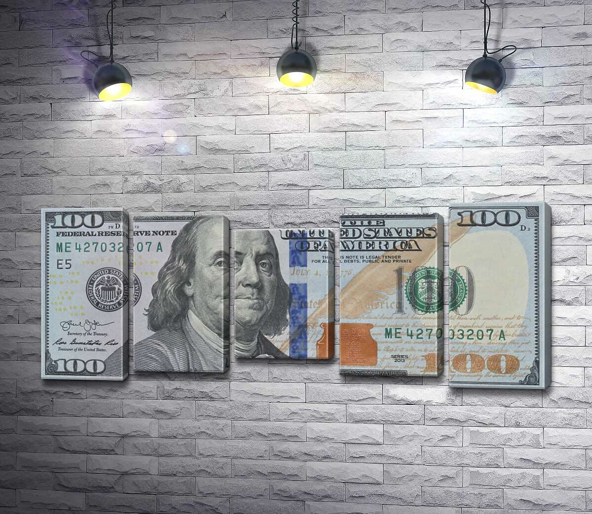 

Модульная картина ArtPoster Новая купюра 100 долларов 100x44 см Модуль №28