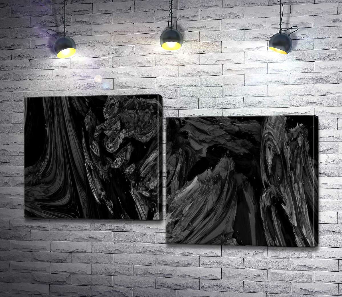 

Модульная картина ArtPoster Мраморный узор черно-белой абстракции 130x74 см Модуль №5