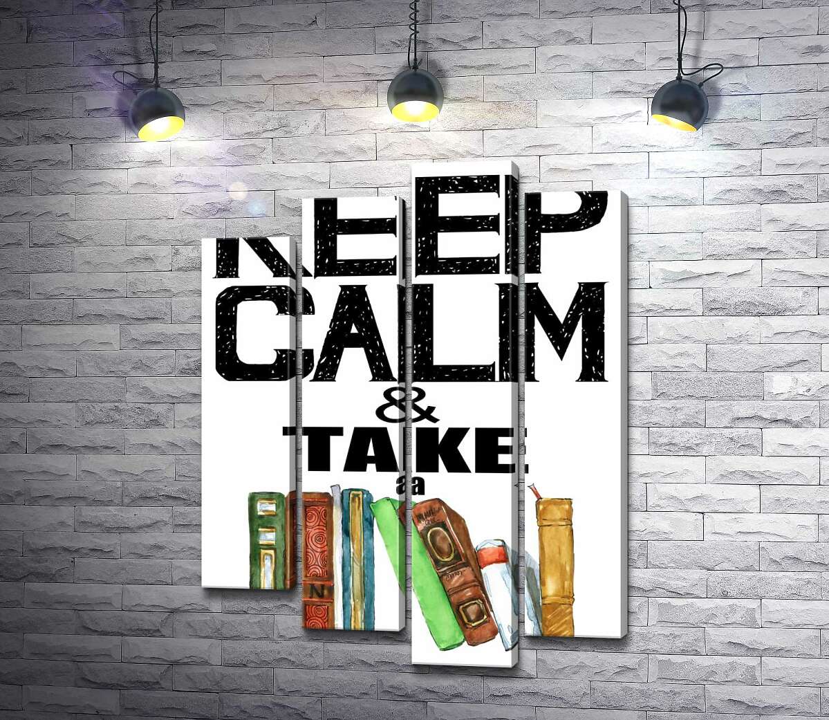 

Модульная картина ArtPoster Надпись с книгами "keep calm and take a book" 132x179 см Модуль №21