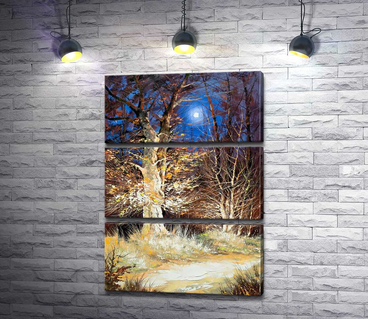 

Модульная картина ArtPoster Ночная лесная тропа в лучах света 50x72 см Модуль №13