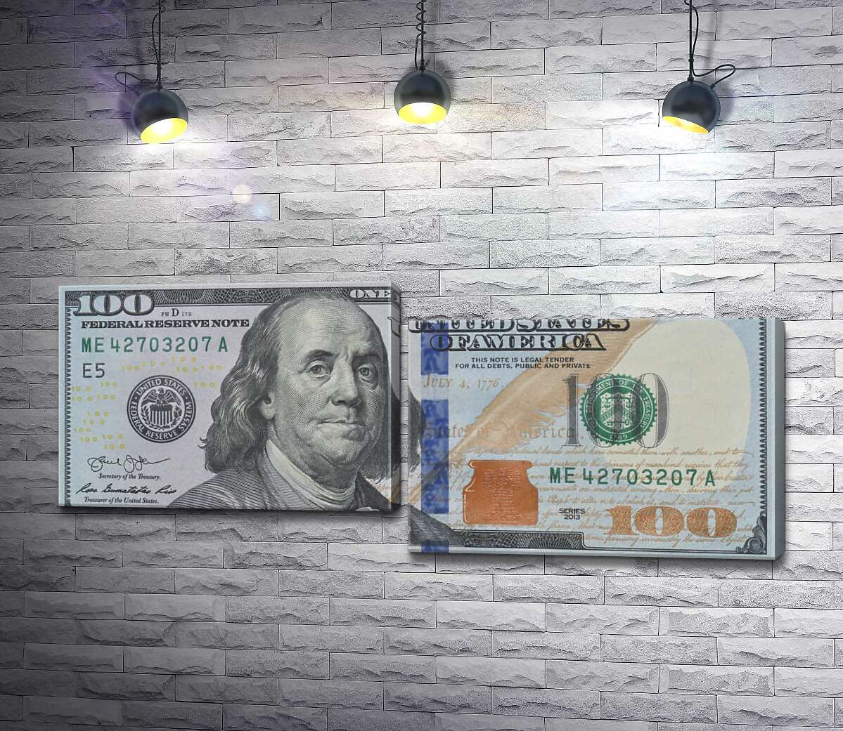 

Модульная картина ArtPoster Новая купюра 100 долларов 100x43 см Модуль №5