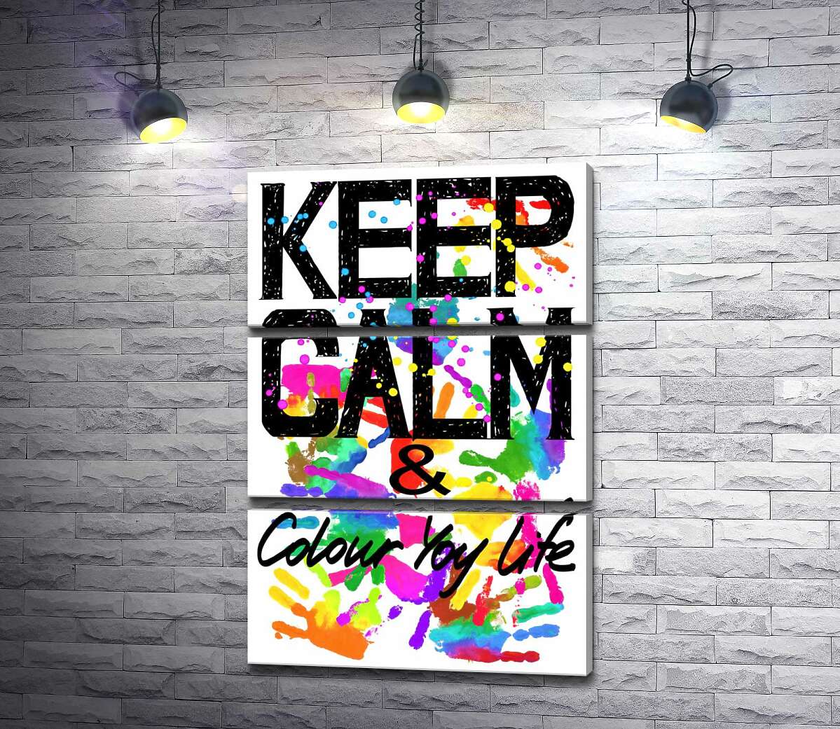 

Модульная картина ArtPoster Надпись "keep calm and colour your life" на фоне отпечатков рук 50x75 см Модуль №13