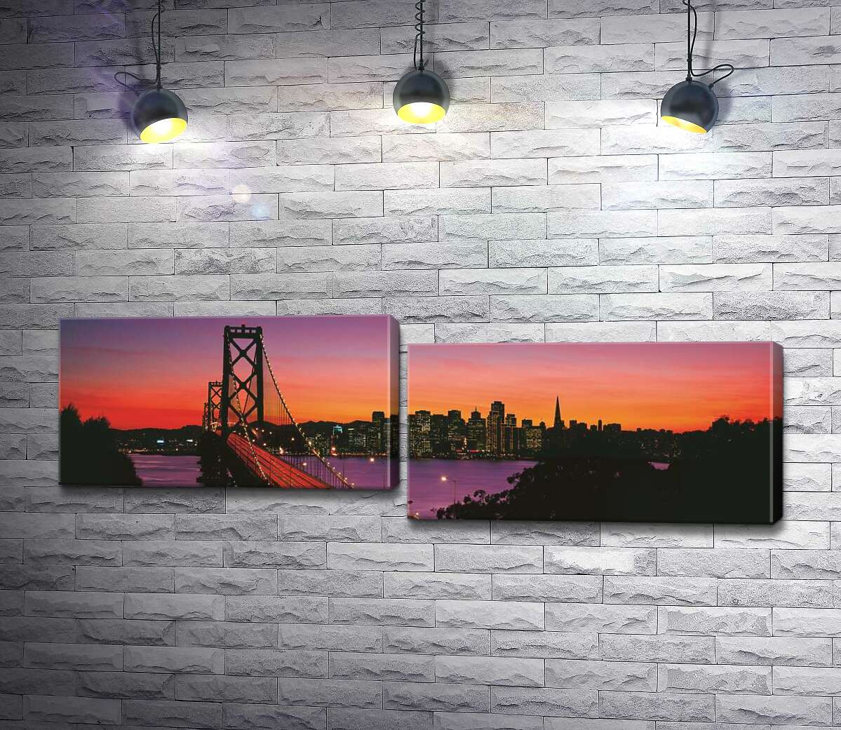 

Модульная картина ArtPoster Мост Бэй-Бридж (Bay Bridge) ведет к вечернему Сан-Франциско 100x33 см Модуль №5