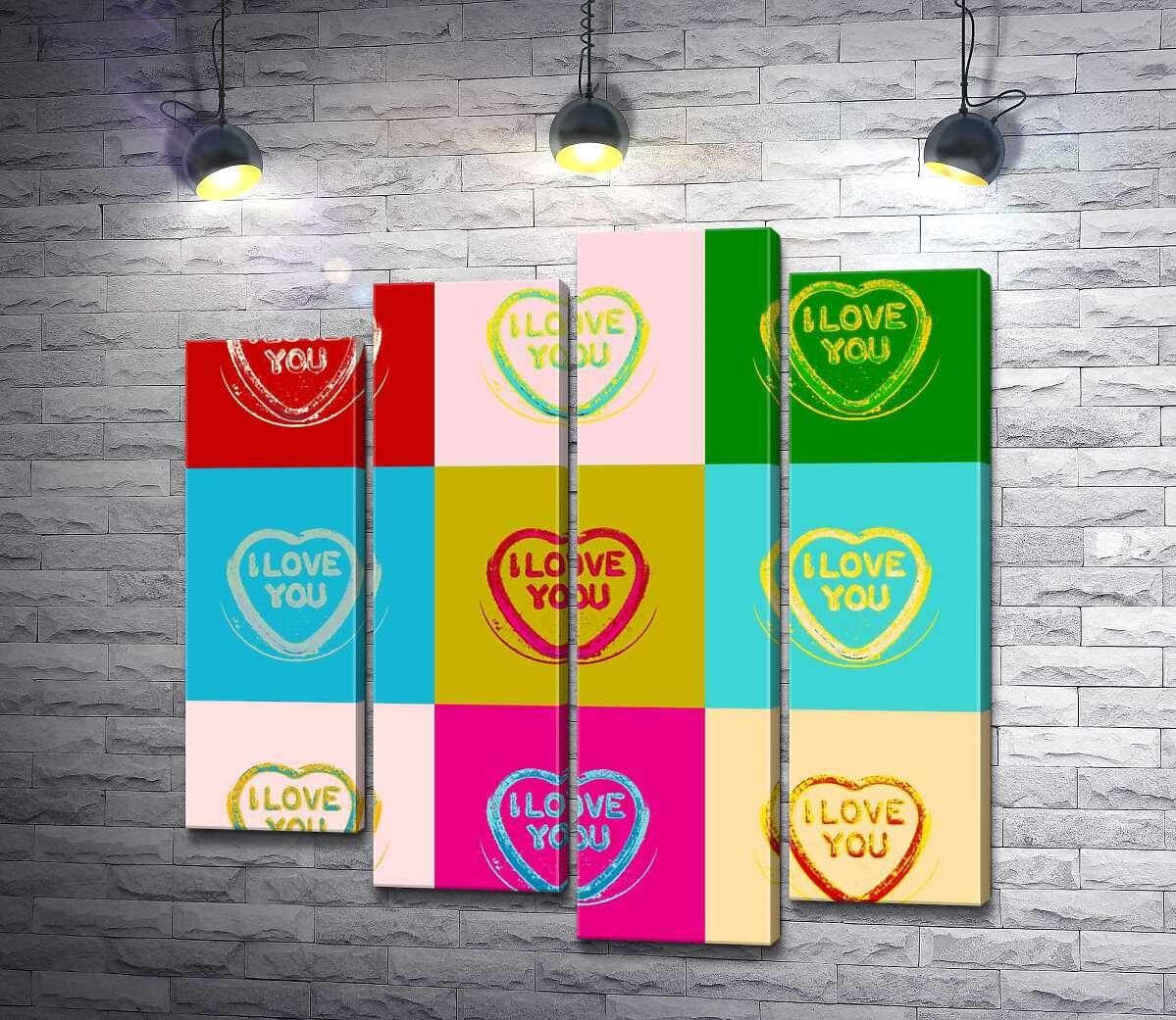 

Модульная картина ArtPoster Надпись "I love you" в ярком стиле поп-арт 132x131 см Модуль №21