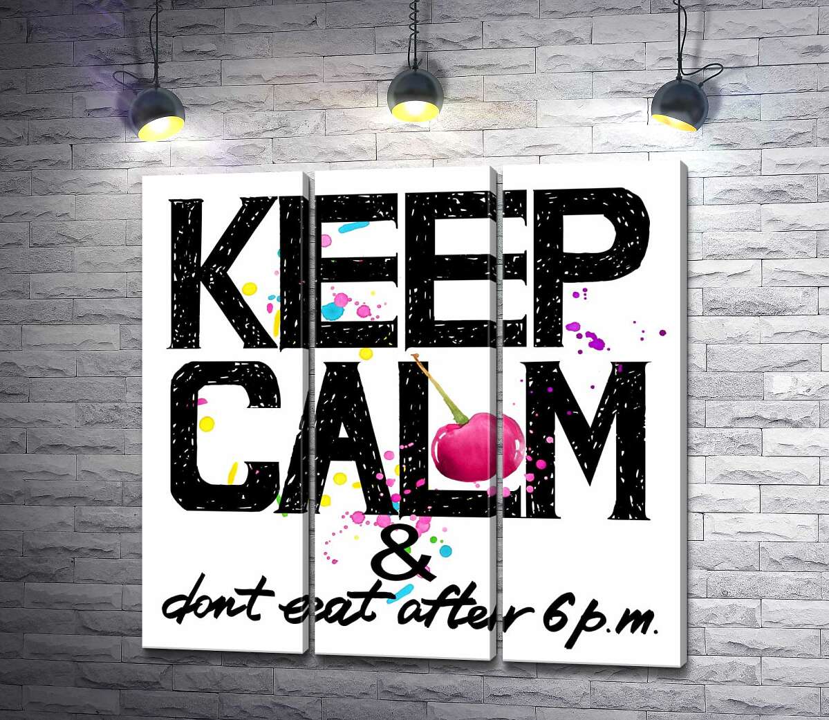

Модульная картина ArtPoster Надпись черными буквами "keep calm and don't eat after 6 p.m." 102x100 см Модуль №11