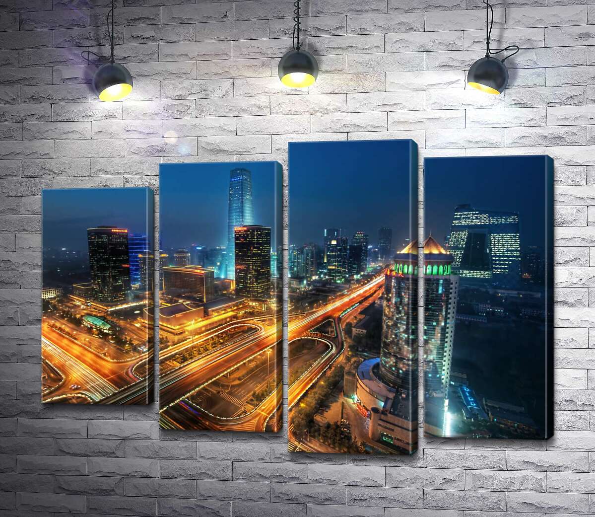 

Модульная картина ArtPoster Ночной трафик на дорогах Пекина 132x91 см Модуль №21