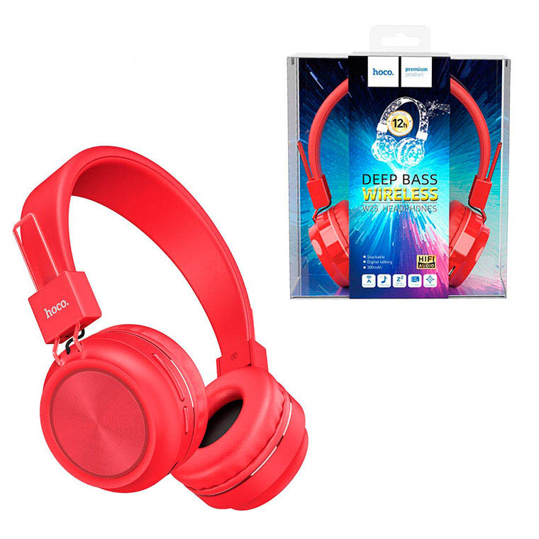 

Bluetooth наушники с микрофоном Hoco W25 красные