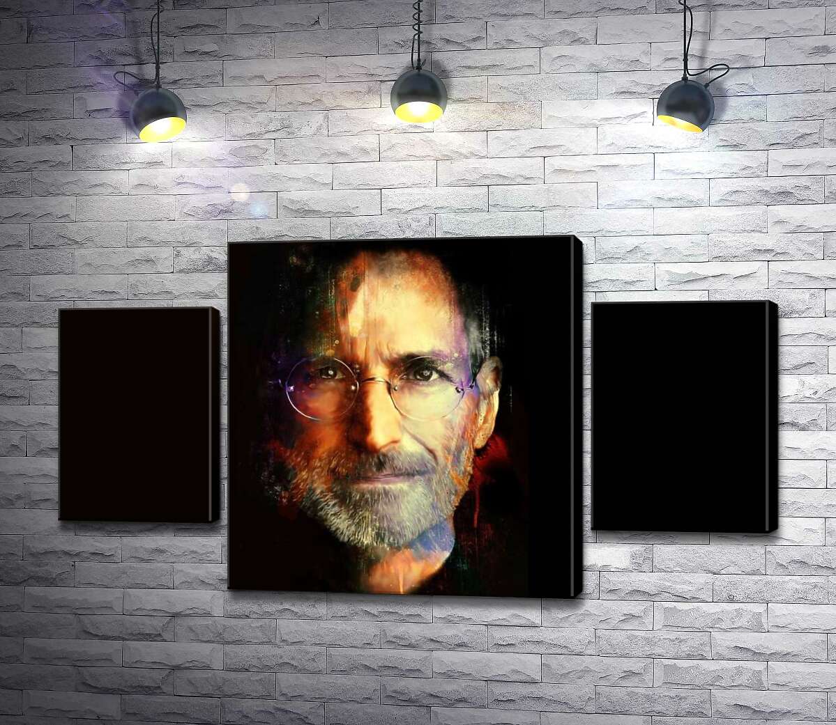 

Модульная картина ArtPoster Портрет Стива Джобса (Steve Jobs) на черном фоне 131x74 см Модуль №7