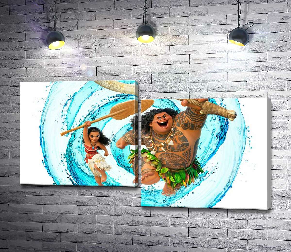 

Модульная картина ArtPoster Принцесса Моана и полубог Мауи (Maui) на постере к мультфильму 130x74 см Модуль №5