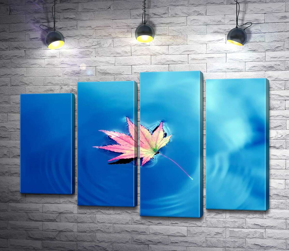 

Модульная картина ArtPoster Осенний лист плавает на небесно голубой воде 132x89 см Модуль №21