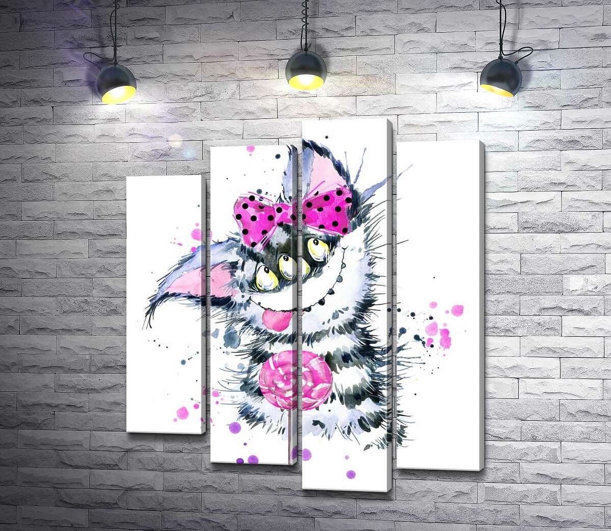 

Модульная картина ArtPoster Полосатый монстр тянется языком к леденцу 132x156 см Модуль №21