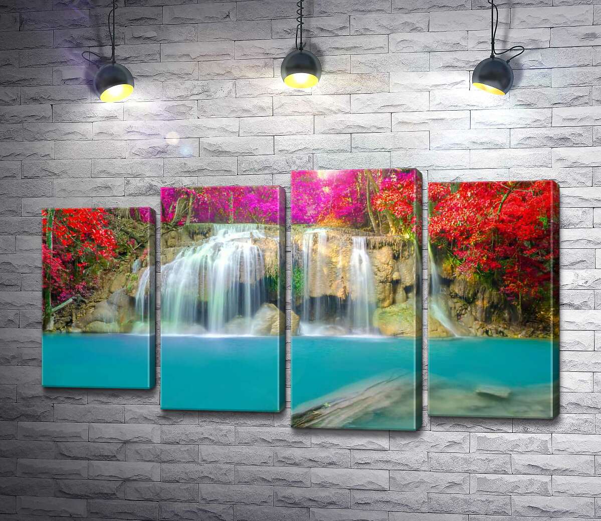 

Модульная картина ArtPoster Осенние цвета над каскадом водопада Эраван (Erawan falls) 100x60 см Модуль №21
